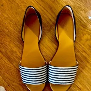 J Crew Morgan Striped Peep Toe Flats